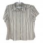 Croft & Barrow Womens 3X Button Down Short Sleeve Striped Shirt Stretch Relaxed