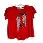 Blue B. Collection Poppy Red T-Shirt With Sequin Cowboy Boots Design Size M