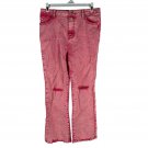 Blue B. Collection Pink Medium Distressed Studded Denim Pants Straight-Leg