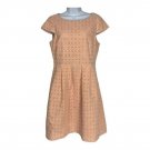 J.Crew Womens Eyelet Cap Sleeve Dress Pink 6 Fit & Flare Nylon Cotton Lined