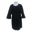 Elie Tahari Womens Black Bell Sleeve Dress US Size 10 Laser Cut Details Chic