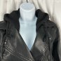 Saltwater Luxe Womens XS Black Faux Leather Moto Jacket W/ Removable Hood