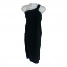 Nasty Gal Black Ribbed One-Shoulder Midi Dress Womens Size 6 Knit Stretch