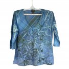 Jane Ashley Womens XL Blue Floral & Paisley Print 3/4 Sleeve Top Lightweight Jane Ashley Womens XL Blue Floral & Paisley Print 3/4 Sleeve Top Lightweight