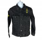 Maverick Clothing Co. Black Denim Jacket With Yellow Graphic Accents Small