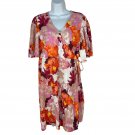 Destination Maternity Floral Wrap Dress S Flutter Sleeve Orange Pink V-Neck Destination Maternity Floral Wrap Dress S Flutter Sleeve Orange Pink V-Neck