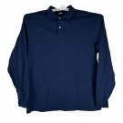 Jerzees SpotShield Navy Long Sleeve Polo Shirt Size Large Collar