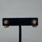 Gold Tone Rhinestone & Ruby-Like Stud Earrings