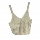 H&M XXL Knit Cream Cropped Camisole Top Lace Detail Design