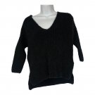 Express Womens Black Knit V-Neck Sweater XS 100% Cotton Crisscross Back Detail