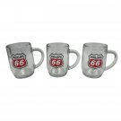 Set Of 3 Phillips 66 Clear Glass Coffee Mugs Sturdy Retro Gas Station Logo Cups