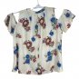 Floral Cold Shoulder Blouse XL Cream Blue Red Cotton Blend Casual Top