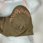 Candies Swim XL Olive Bikini Top With Peach Embroidery & Halter Straps