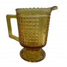 Antique Early American Pressed Glass Amber Three Panel Creamer Pitcher 1880s Antique Early American Pressed Glass Amber Three Panel Creamer Pitcher 1880s