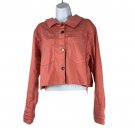 Ana Womens Cropped Denim Jacket Bohemian Rose Large Frayed Hem Button Front