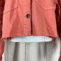 Ana Womens Cropped Denim Jacket Bohemian Rose Large Frayed Hem Button Front