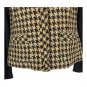 CAbi Womens Houndstooth Fur-Collar Jacket Beige/Black Size 6 Long Sleeves