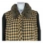CAbi Womens Houndstooth Fur-Collar Jacket Beige/Black Size 6 Long Sleeves