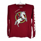 Deadpool Maroon Long Sleeve Shirt Comics Riding Unicorn Graphic Size LG Deadpool Maroon Long Sleeve Shirt Comics Riding Unicorn Graphic Size LG