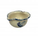 Handmade Marshall Pottery Stoneware Heart Bowl With Blue Lace Decor Vintage