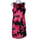 Jones New York Floral Sleeveless Dress Size 4 Black & Pink Dry Clean Only