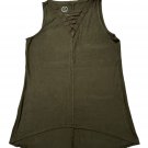Maurices Womens Sleeveless Olive Green V-Neck Tunic Top Size S Rayon Blend