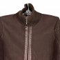 Carolyn Taylor Women's Brown Full-Zip Jacket With Ribbed Sleeves Size L