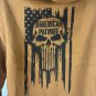 American Patriot Skull Graphic Brown Hoodie Medium
