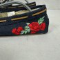 SO Denim Moccasin Slippers With Embroidered Roses & Faux Fur Lining Womens XL