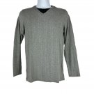 Covington Mens Ribbed Gray V Neck Long Sleeve Casual Sweater S Lightweight Knit