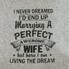 Hanes Awesome Wife Graphic Gray Mens T-Shirt Size L Crew Neck Short Sleeve