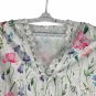 Floral Pattern Womens V-Neck Tunic Dress Lace Trim & 3/4 Bell Sleeves Size XL