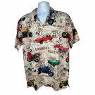 Hawaiian Apparel Route 66 Themed Button-Up Shirt Large Beige 100% Polyester