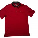 Greg Norman Mens Red Polo Shirt Play DRY Solid M Black Collar Golf Activewear