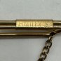 Vintage Hadley Gold Tone Tie Bar With Chain & Square Pendant For Men