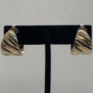 Vintage Clip-On Earrings Swirl Design Silver Gold-Tone