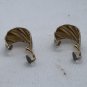 Vintage Clip-On Earrings Swirl Design Silver Gold-Tone