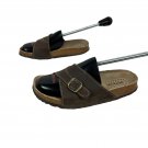 White Mountain Womens Brown Leather Angelus Slide Sandals With Buckle Size 7