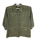 Fashion Bug Women’s 18/20W Olive Green Corduroy Button-Up Jacket Long Sleeve