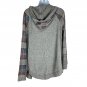 Maurices Womens Small Open Front Hoodie Cardigan Gray Plaid Sleeves Lightweight