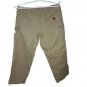 Carhartt Mens Loose Fit Canvas Carpenter Pants Khaki Utility Workwear Size 42X30