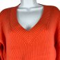 St. Johns Bay Womens Ribbed V-Neck Sweater Large Orange Cotton Blend