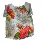 Time And Tru Floral Print Womens Top 3X Short Sleeve Coral Geometric Lightweight