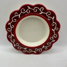 Red & White Bella Casa By Ganz Decorative Plate With Scroll Design