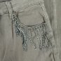 Blue B Collection Flared Khaki Jeans With Rhinestone Fringe Pockets Size L