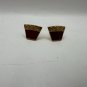Vintage Gold Tone & Red Enamel Geometric Cufflinks