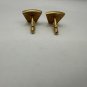 Vintage Gold Tone & Red Enamel Geometric Cufflinks