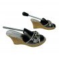 Delicious Womens Black Wedge Heels With Silver Accents & Raffia Platform Size 7