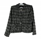 Keren Hart Womens Tweed Button-Up Jacket - Black & White - Size L