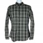 Express Mens Fitted Plaid Long Sleeve Shirt Small Black Gray Cotton